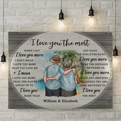 I Love You The Most - Personalized Horizontal Canvas - Gift For Couples. Husband Wife