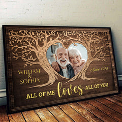 All Of Me Loves All Of You - Personalized Horizontal Poster - Upload Image. Gift For Couples. Husband Wife