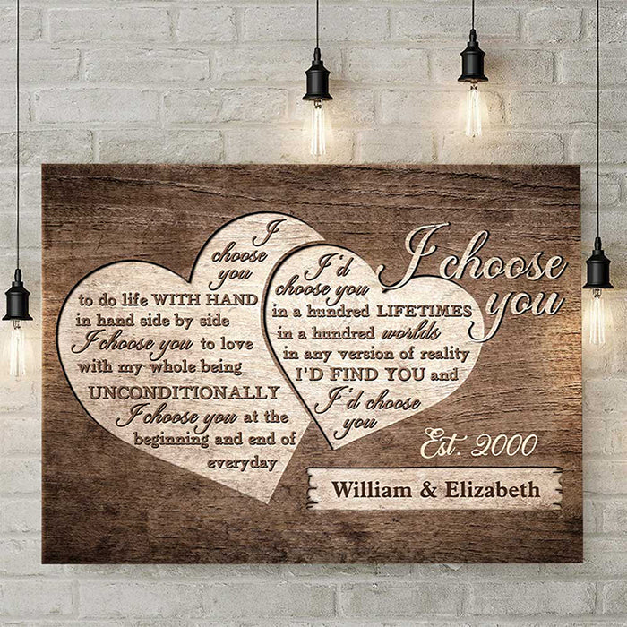 I'd Find You & I'd Choose You - Personalized Horizontal Canvas - Gift For Couples. Husband Wife