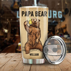 Papa Bear - Dad Bod Working On My Six Pack - Gift For Dad. Grandpa - Personalized Tumbler