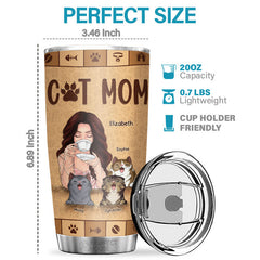 Cat Mom. Coffee & Cats Make The World Go Round - Personalized Tumbler - Gift For Cat Lovers. Cat Owners. Cat Gift. Gift For Pet Lovers