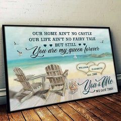Our Home Ain't No Castle - Personalized Horizontal Poster - Gift For Couples. Husband Wife