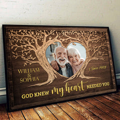God Knew My Heart Needed You - Personalized Horizontal Poster - Upload Image. Gift For Couples. Husband Wife