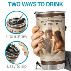 8 Billion Smiles And Yours Is My Favorite - Personalized Tumbler - Upload Image. Gift For Couple. Husband Wife. Anniversary. Engagement. Wedding. Marriage Gift
