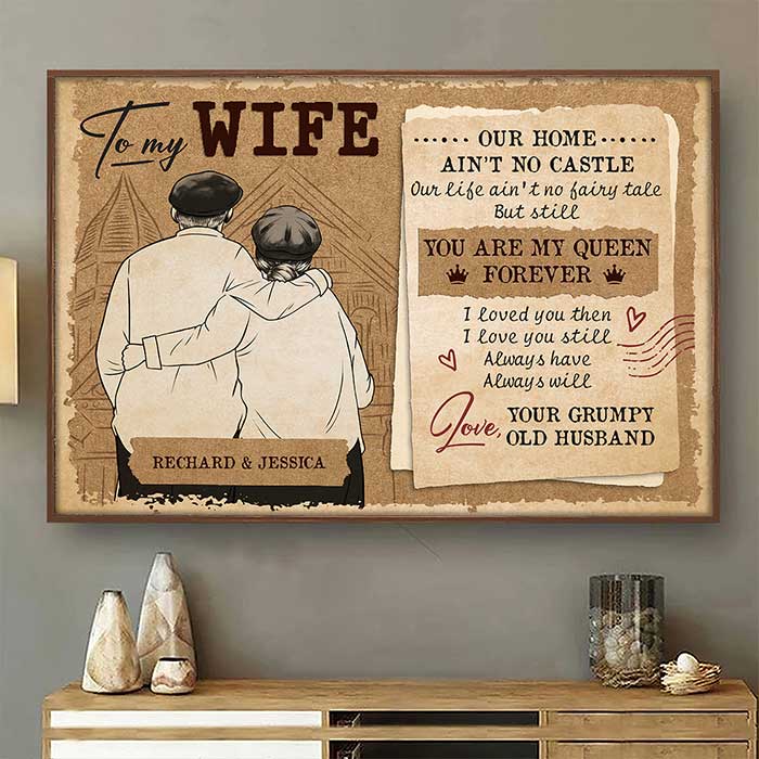 You're My Queen Forever - Personalized Horizontal Poster - Gift For Couples. Husband Wife