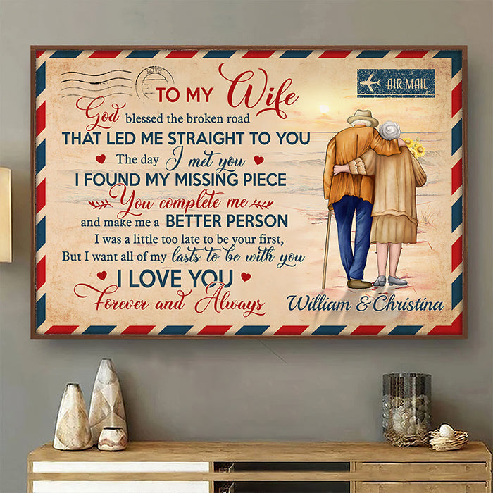 To My Wife I Love You Forever And Always - Gift For Couples. Personalized Horizontal Poster