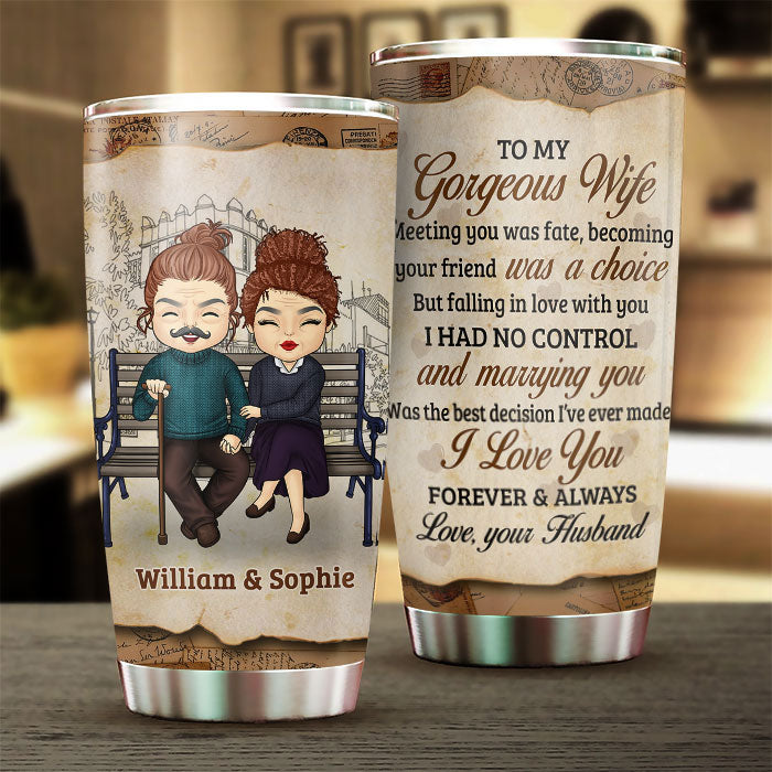 Meeting You Was Fate - Gift For Couples. Personalized Tumbler