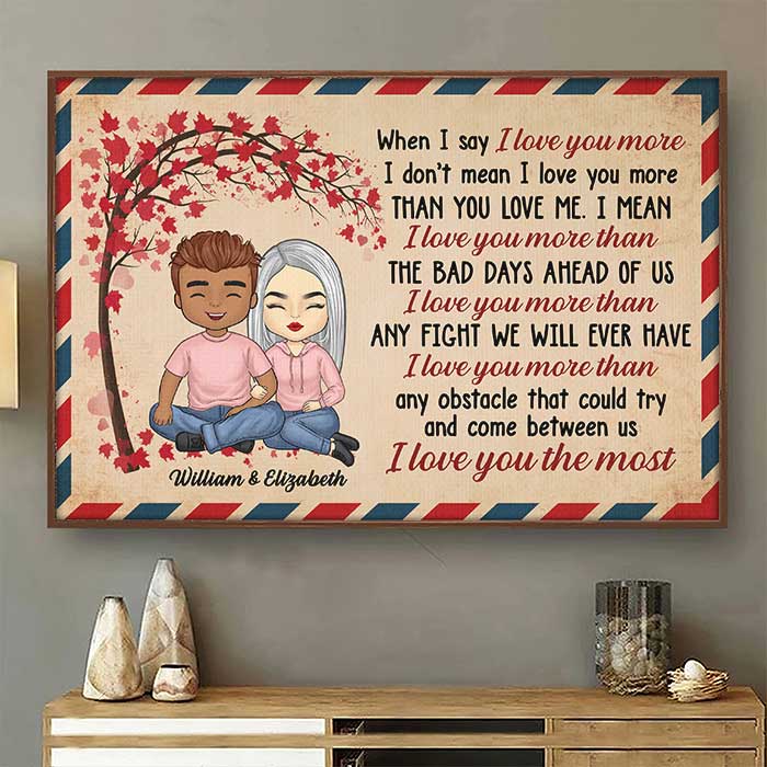 I Love You The Most - Gift For Couples. Personalized Horizontal Poster