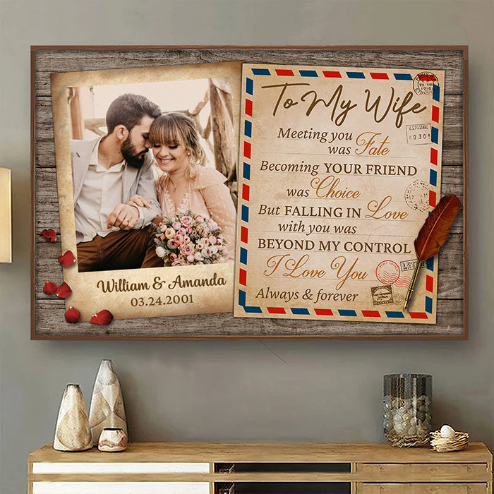 Meeting You Was Fate - Upload Image. Personalized Horizontal Poster
