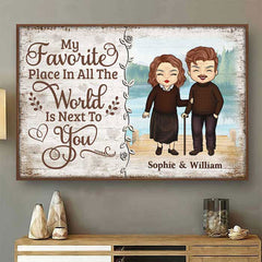My Beloved Place Is Next To You - Gift For Couples. Personalized Horizontal Poster