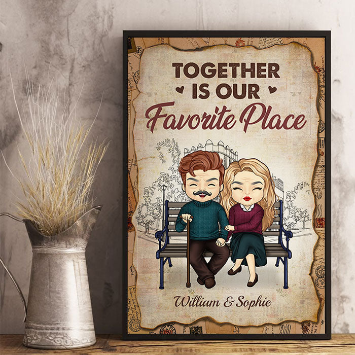 Together Is Our Favorite Place - Gift For Couples. Personalized Vertical Poster