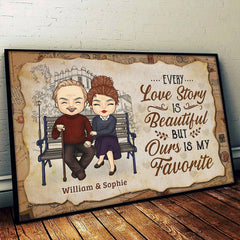 Our Love Story Is My Favorite - Gift For Couples. Personalized Horizontal Poster