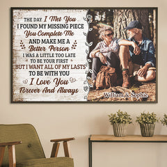 You Complete Me And Make Me A Better Person - Upload Image. Gift For Couples - Personalized Horizontal Poster