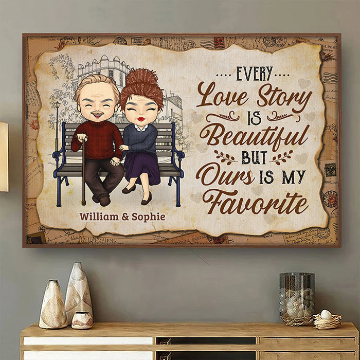 Our Love Story Is My Favorite - Gift For Couples. Personalized Horizontal Poster