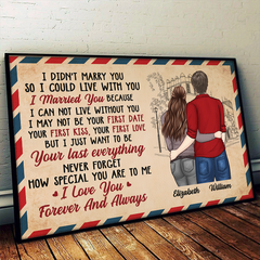 I Can Not Live Without You - I Love You. Forever And Always - Gift For Couples. Personalized Horizontal Poster