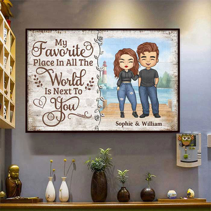 My Beloved Place Is Next To You - Gift For Couples. Personalized Horizontal Poster