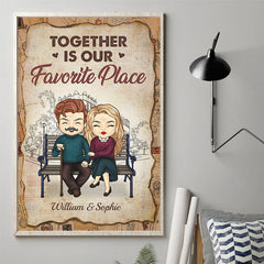 Together Is Our Favorite Place - Gift For Couples. Personalized Vertical Poster