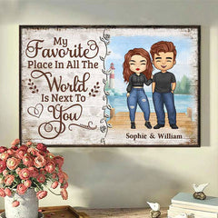 My Beloved Place Is Next To You - Gift For Couples. Personalized Horizontal Poster