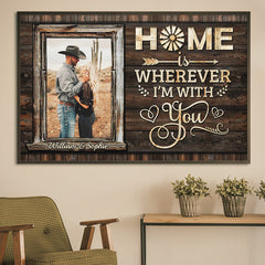 Home Is Wherever I'm With You - Upload Image. Gift For Couples - Personalized Horizontal Poster