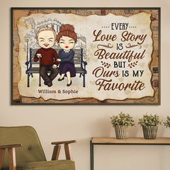 Our Love Story Is My Favorite - Gift For Couples. Personalized Horizontal Poster