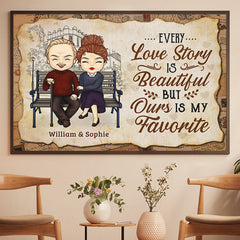 Our Love Story Is My Favorite - Gift For Couples. Personalized Horizontal Poster