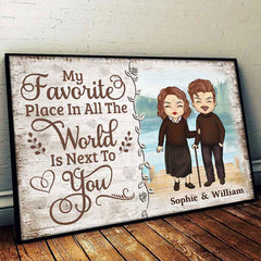 My Beloved Place Is Next To You - Gift For Couples. Personalized Horizontal Poster