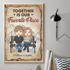 Together Is Our Favorite Place - Gift For Couples. Personalized Vertical Poster