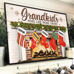 Our Greatest Blessings Call Us Grandma & Grandpa - Personalized Horizontal Poster