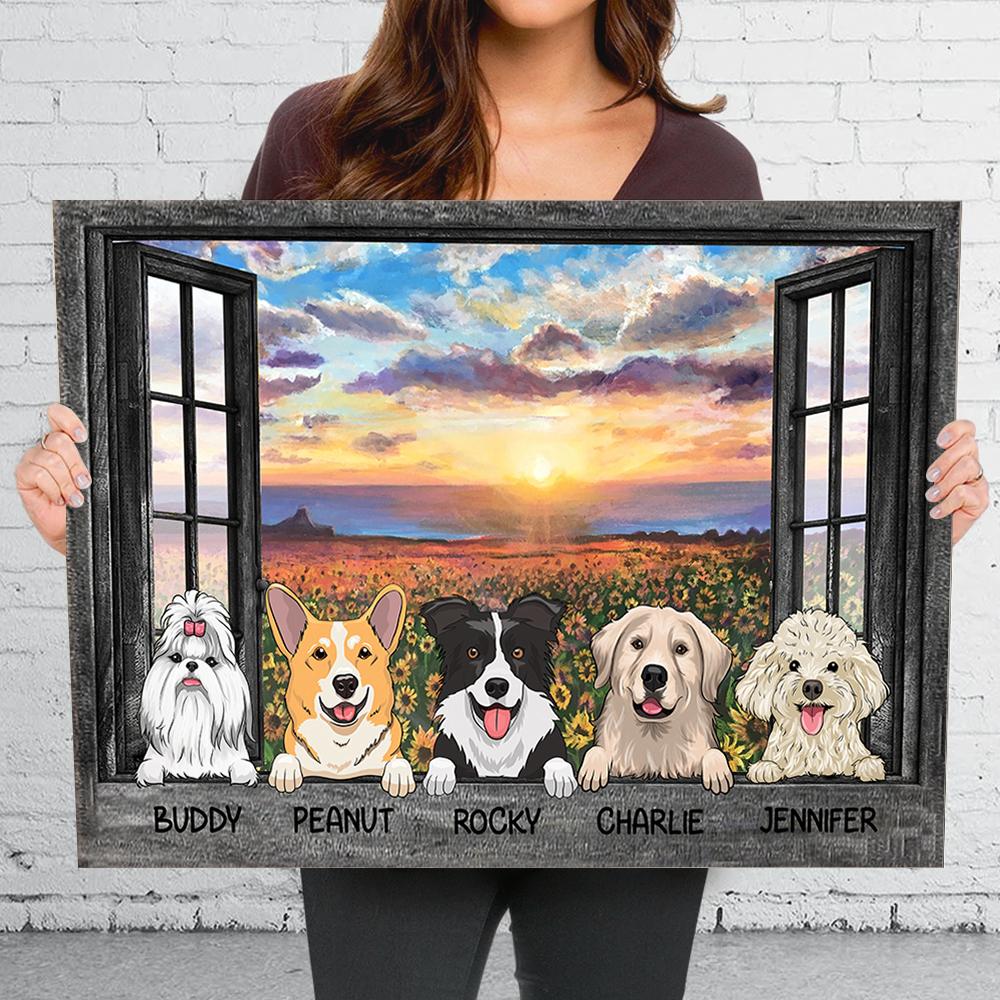 Dogs By The Window - Personalized Horizontal Canvas