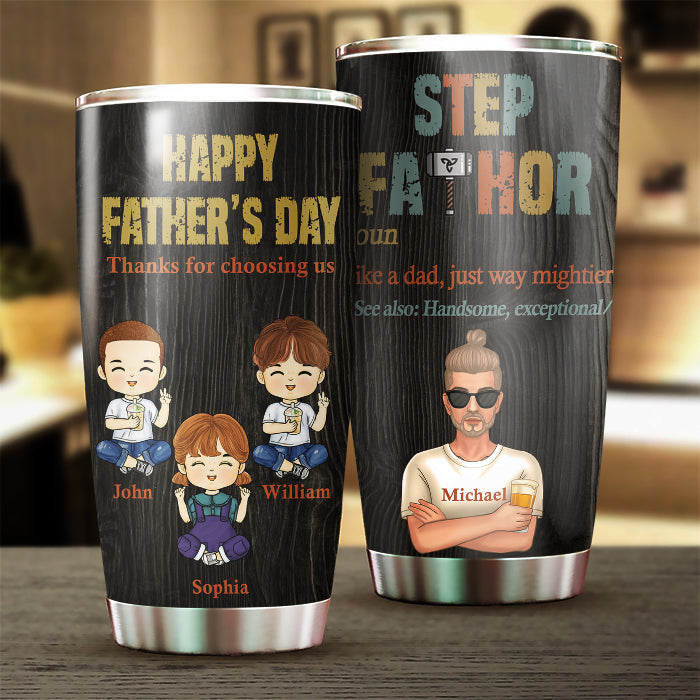 Step Fathor Like A Dad - Personalized Tumbler - Gift For Dad. Gift For Father's Day
