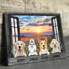 Dogs By The Window - Personalized Horizontal Canvas