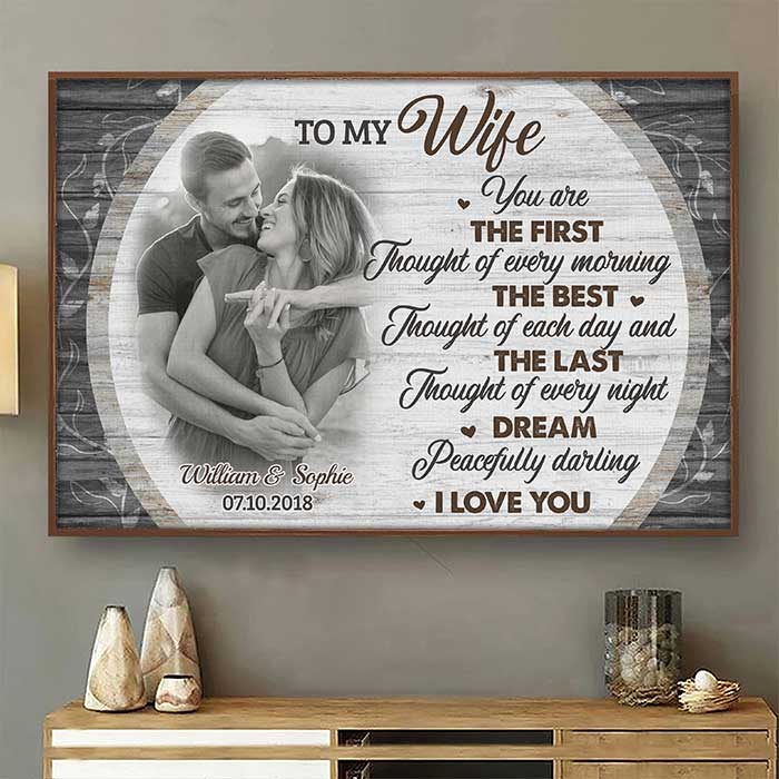 You Are The First Thought Of Every Morning - Upload Image. Gift For Couples - Personalized Horizontal Poster