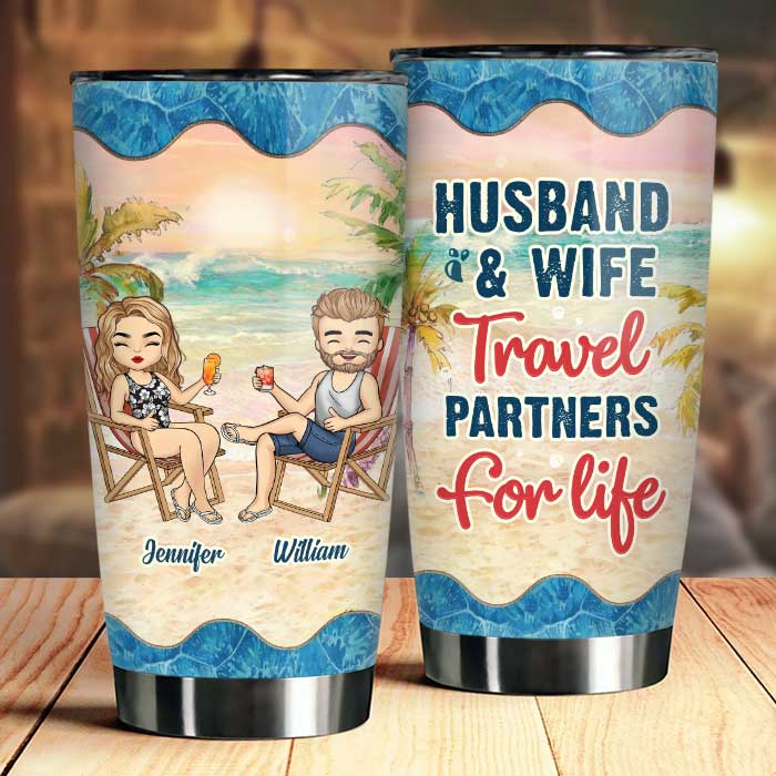 Travel Partners For Life - Personalized Tumbler - Gift For Couples. Husband Wife