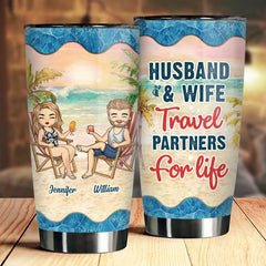 Travel Partners For Life - Personalized Tumbler - Gift For Couples. Husband Wife