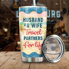 Travel Partners For Life - Personalized Tumbler - Gift For Couples. Husband Wife