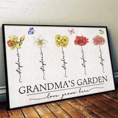 A Grandma Is Love That You Never Outgrow - Family Personalized Custom Horizontal Poster - Mother's Day. Gift For Grandma