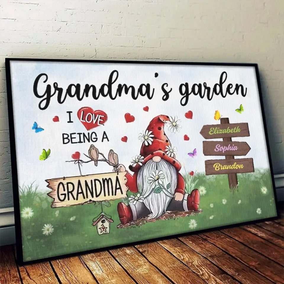 Love Being A Grandma - Family Personalized Custom Horizontal Poster - Mother's Day. Gift For Mom. Grandma