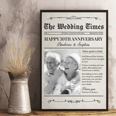 Custom Photo Newspaper Save The Date The Wedding Times - Couple Personalized Custom Vertical Poster - Gift For Husband Wife. Anniversary