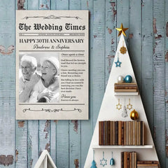 Custom Photo Newspaper Save The Date The Wedding Times - Couple Personalized Custom Vertical Poster - Gift For Husband Wife. Anniversary