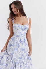 'Elia' Blue Print Midi Sundress