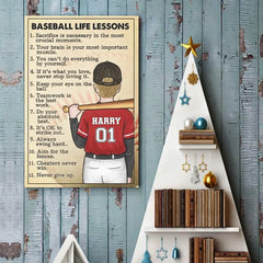 Never Give Up - Family Personalized Custom Horizontal Poster - Gift For Family Members. Baseball Players. Baseball Lovers