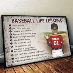 Keep Your Eye On The Ball - Family Personalized Custom Horizontal Poster - Gift For Family Members. Baseball Players. Baseball Lovers