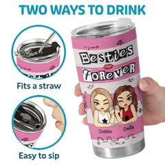 Our Friendship Knows No Distance - Bestie Personalized Custom Tumbler - Gift For Best Friends. BFF. Sisters