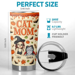 Cute Witch Cat Halloween - Cat Personalized Custom 3D Inflated Effect Printed Tumbler - Halloween Gift For Pet Owners. Pet Lovers