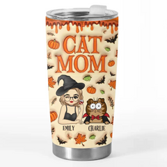 Cute Witch Cat Halloween - Cat Personalized Custom 3D Inflated Effect Printed Tumbler - Halloween Gift For Pet Owners. Pet Lovers