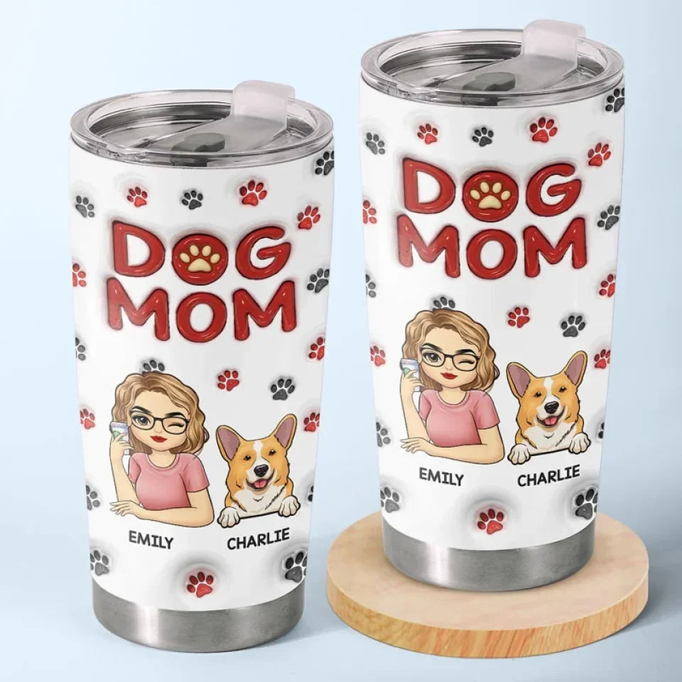 Thе Bеst Thеrapist Has Fur And Four Lеgs - Dog & Cat Personalized Custom 3D Inflated Effect Printed Tumbler - Gift For Pet Owners. Pet Lovers