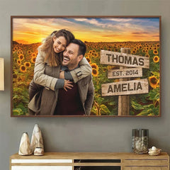 Custom Photo I Love You Like Sunflower Loves The Sun - Couple Personalized Custom Horizontal Poster - Gift For Husband Wife. Anniversary