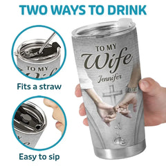 In Your Grasp. I Feel Peace And Promise - Couple Personalized Custom Tumbler - Christmas Gift For Husband Wife. Anniversary
