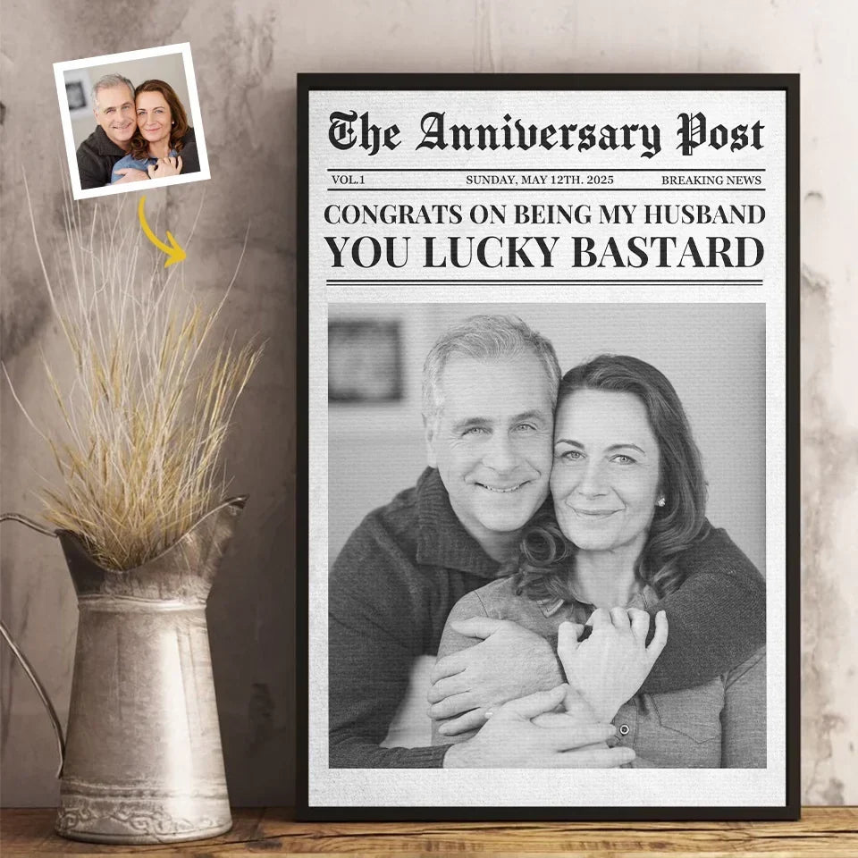 Custom Photo The Anniversary Post - Couple Personalized Custom Vertical Poster - Gift For Husband Wife. Anniversary