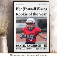 Custom Photo Rookie Today. Champion Tomorrow - American Football Personalized Custom Vertical Poster - Gift For Sport Lovers. Sport Players